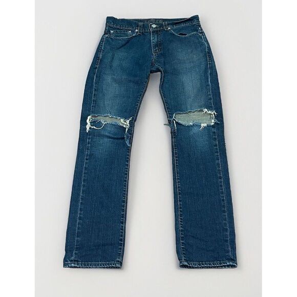 EUC! Levi's 511 Ripped Knees Destroyed‎ Blue Denim Jeans Skinny Men's Size 32x32 - Picture 1 of 8